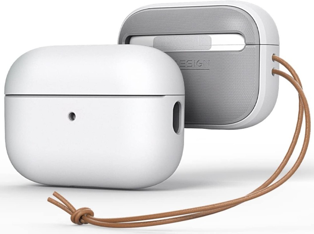 VRS Design Modern for Airpods Pro 2nd Generation case (2022) Airpods Pro 2 case cover with Leather Strap - White
