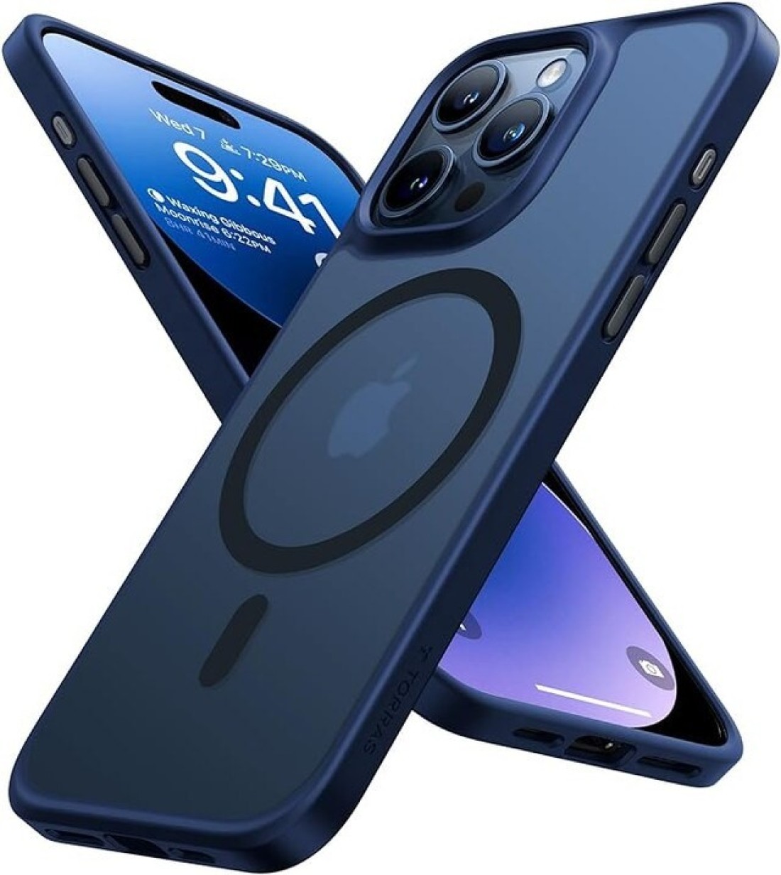 TORRAS Magnetic Shockproof For iPhone 15 Pro Case, [Military-Grade Drop Tested] [Compatible With MagSafe] Translucent Slim Protective Anti-Scratch Anti-Fingerprint Guardian Mag 2023, Blue Titanium
