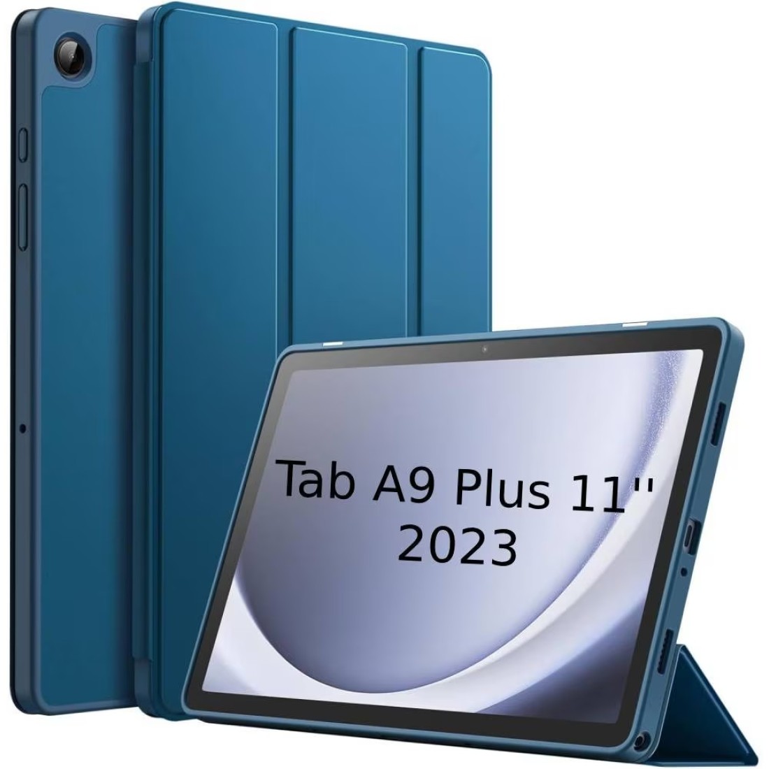 Case For Samsung Galaxy Tab A9+ / A9 Plus 11-Inch 2023, Soft TPU Tri-Fold Stand Protective Tablet Cover, Auto Wake/Sleep Blue