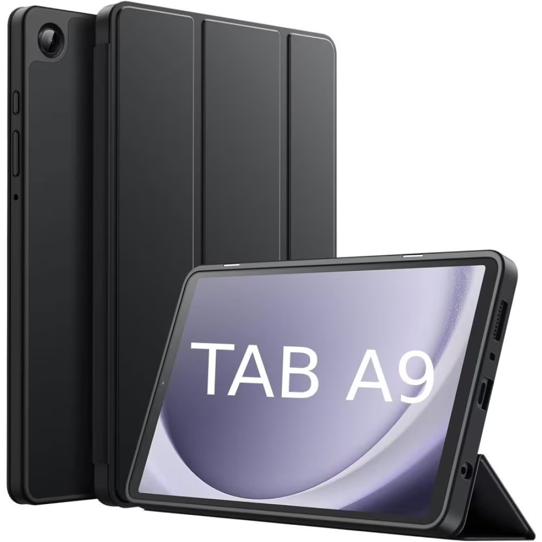 Case For Samsung Galaxy Tab A9 8.7 Inch, Slim Translucent Back Tri-Fold Stand Protective Tablet Cover, Support S Pen Charging, Auto Wake/Sleep (Black)