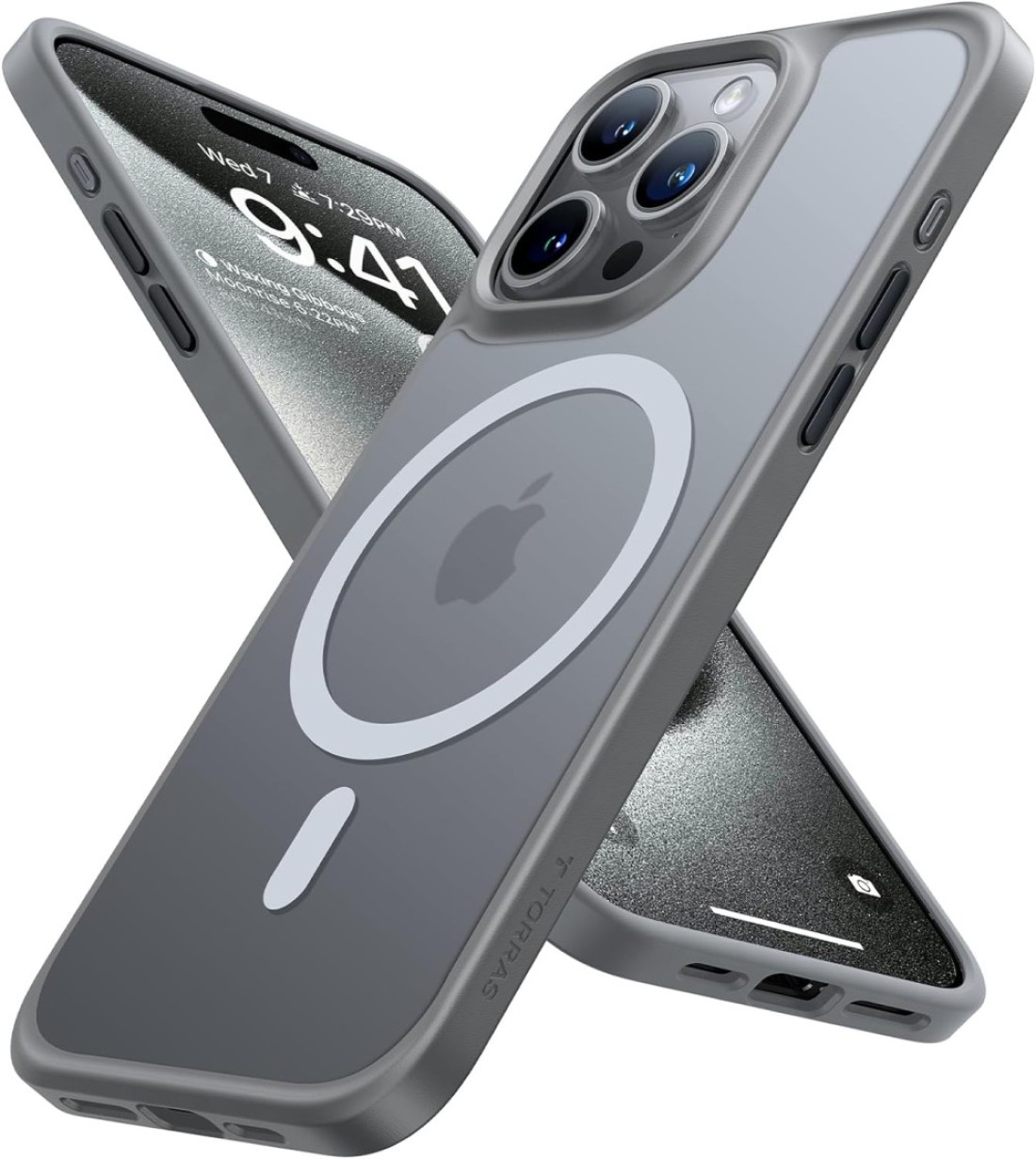 Torras Guardian Magnetic Series Designed for iPhone 15 Pro Max Case, [Military Grade Drop Tested] [Compatible with MagSafe] Slim Case for iPhone 15 Pro Max Phone Case, Natural Titanium