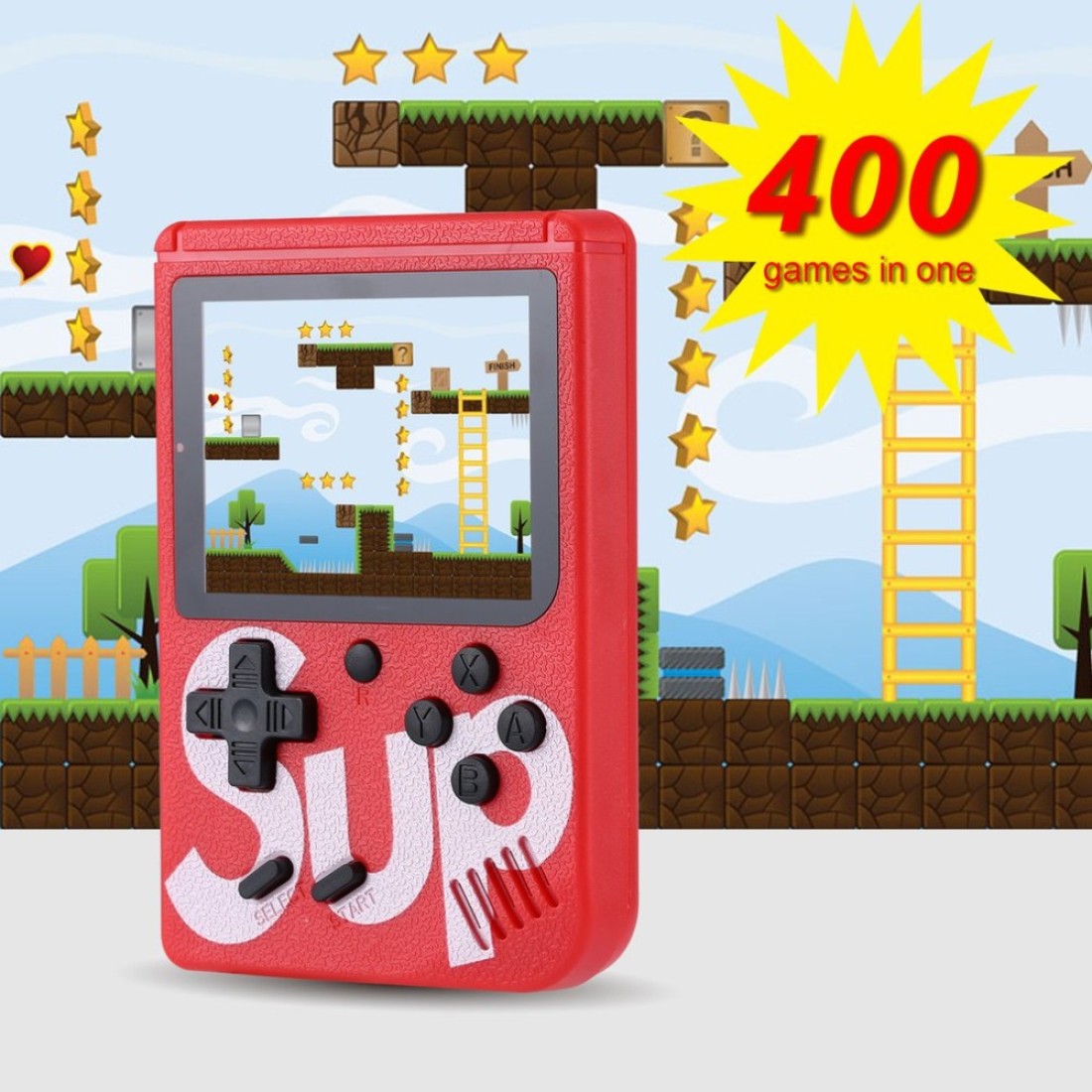 Sup - Retro Portable Mini Handheld Game Console With 400 in 1 Games Red