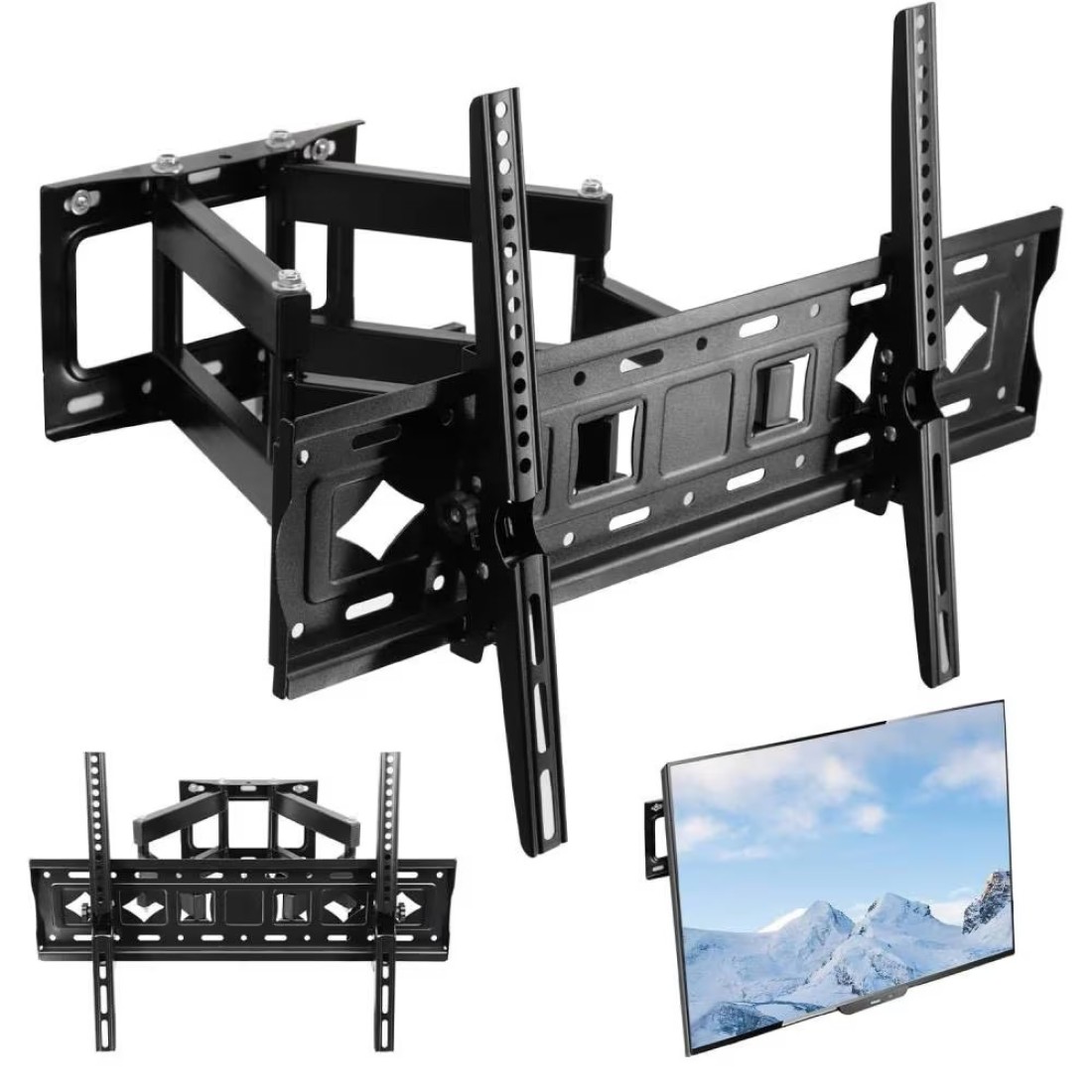 Full Motion TV Wall Mount For Most 32-80 inch TV, Swivel And Tilt TV Mount With Rugged Double Arm Bracket, Universal Flexible TV Stand
