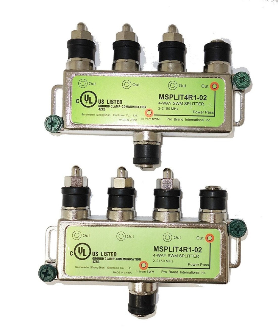 SatelliteSale Directv SWM Approved 4Way Splitter by Pro Brand 2Pack