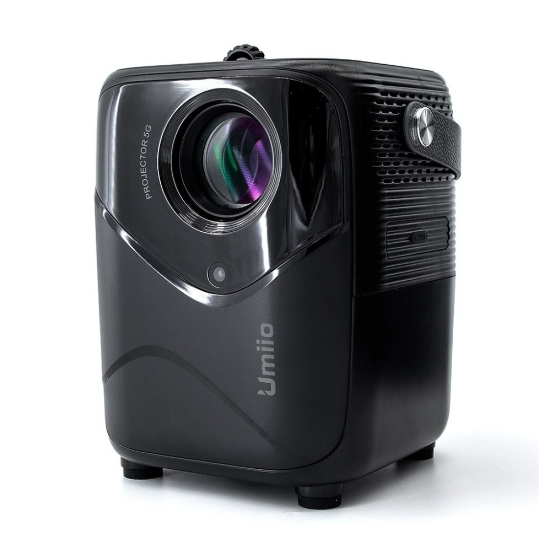 Umiio Q1 Portable Video Projector 2.4/5G WiFi Bluetooth Quadrangle Trapezoid 0.8-5M Projection Distance 1920 * 1080 Resolution Android Projector For Move Music TV Game Casting with Tripod - Black