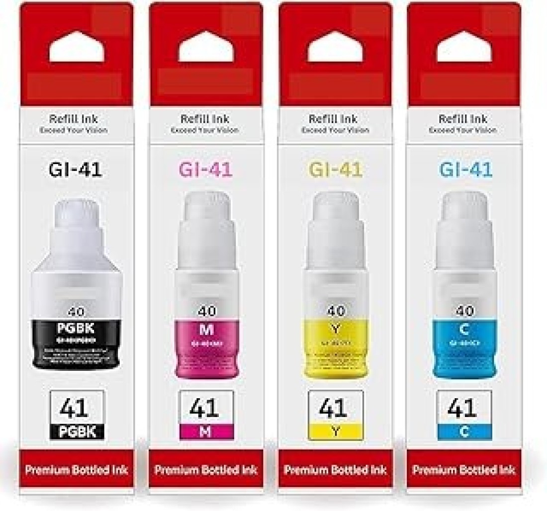 GI- 41 ink set 4-Pack (PigmentBlack Cyan Magenta Yellow) GI 41 Compatible for CANN PIXM G1420/G2420/G2460/G3420/G3460