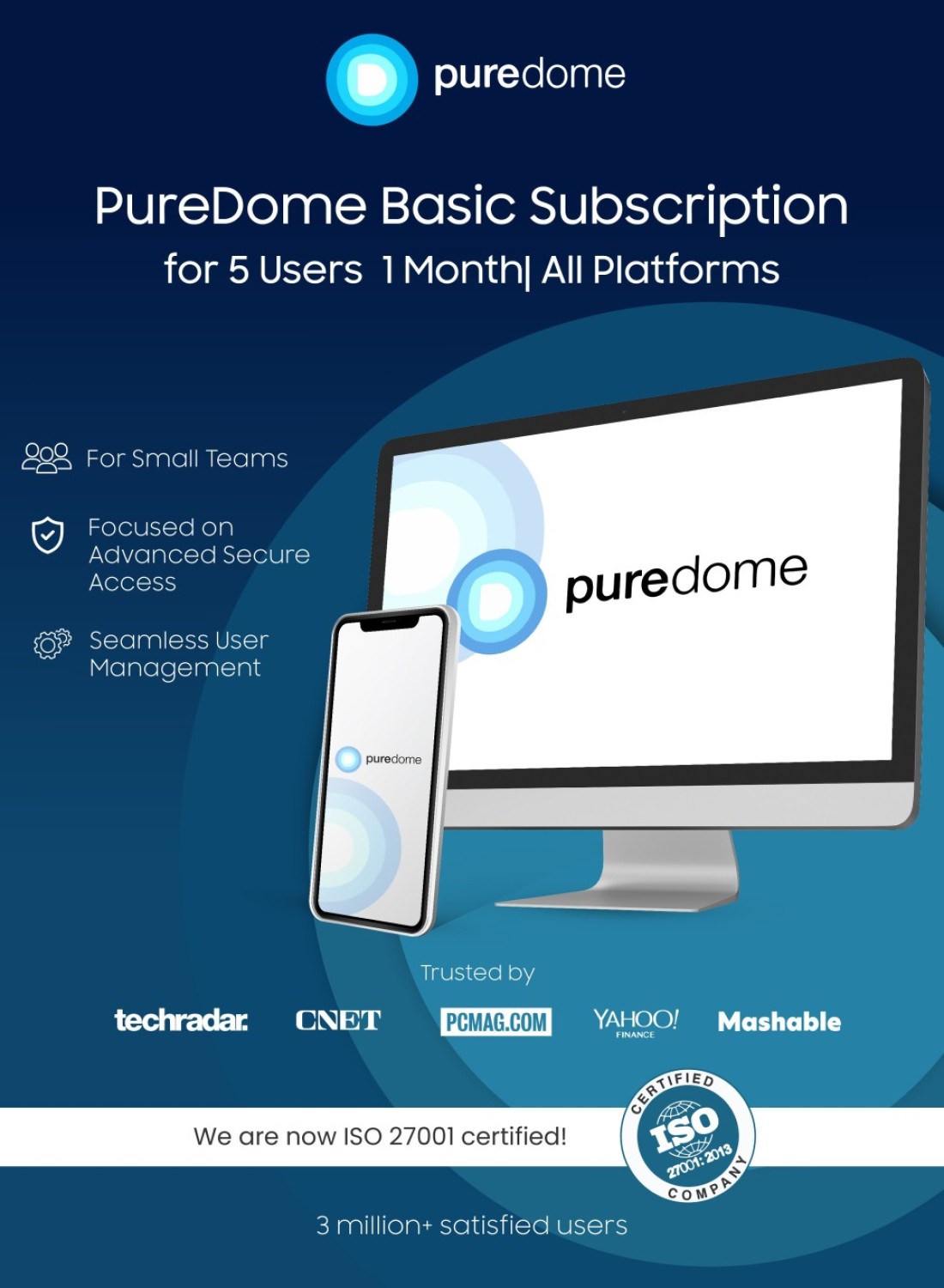 PureDome Basic Subscription for 5 Users 1 Month All Platforms Digital Subscription
