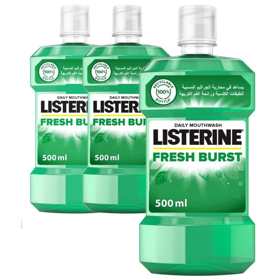 Listerine Mouthwash Fresh Burst 500ml Pack of 3