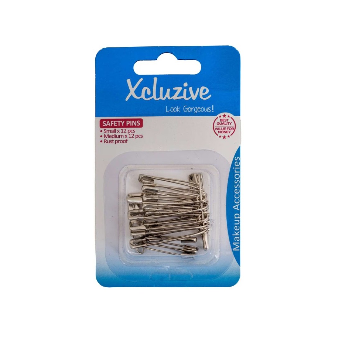 Xcluzive Safety Pins Silver 24 PCS
