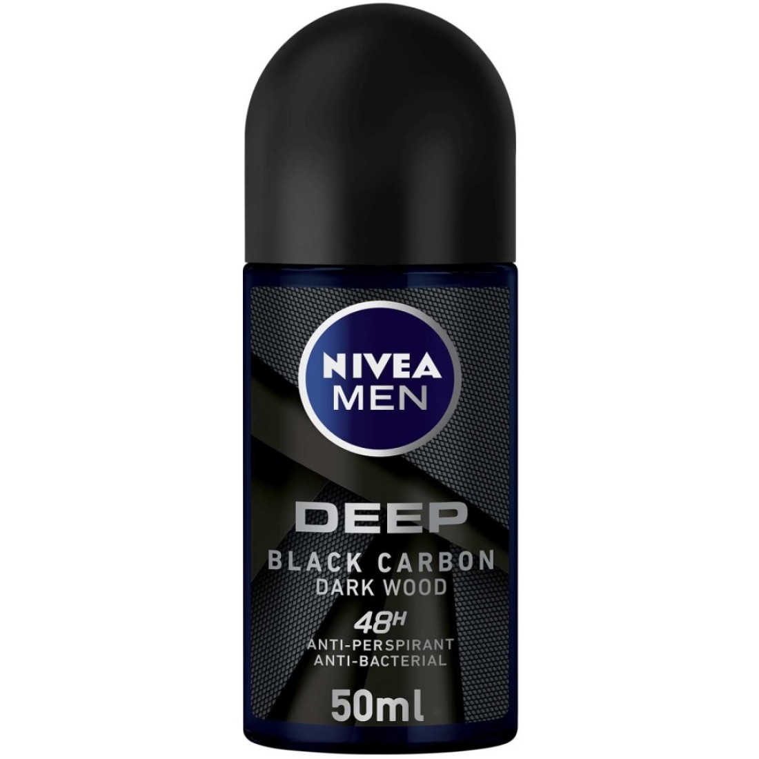 NIVEA MEN Antiperspirant Roll-on for Men DEEP Black Carbon Antibacterial Dark Wood Scent 50ml