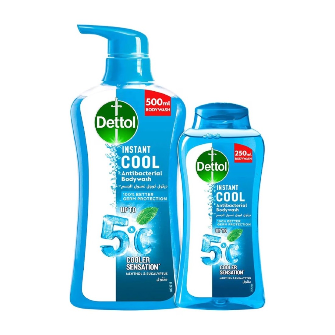 Dettol Cool Anti-Bacterial Body Wash Mint And Bergamot Blue 500ml+250ml