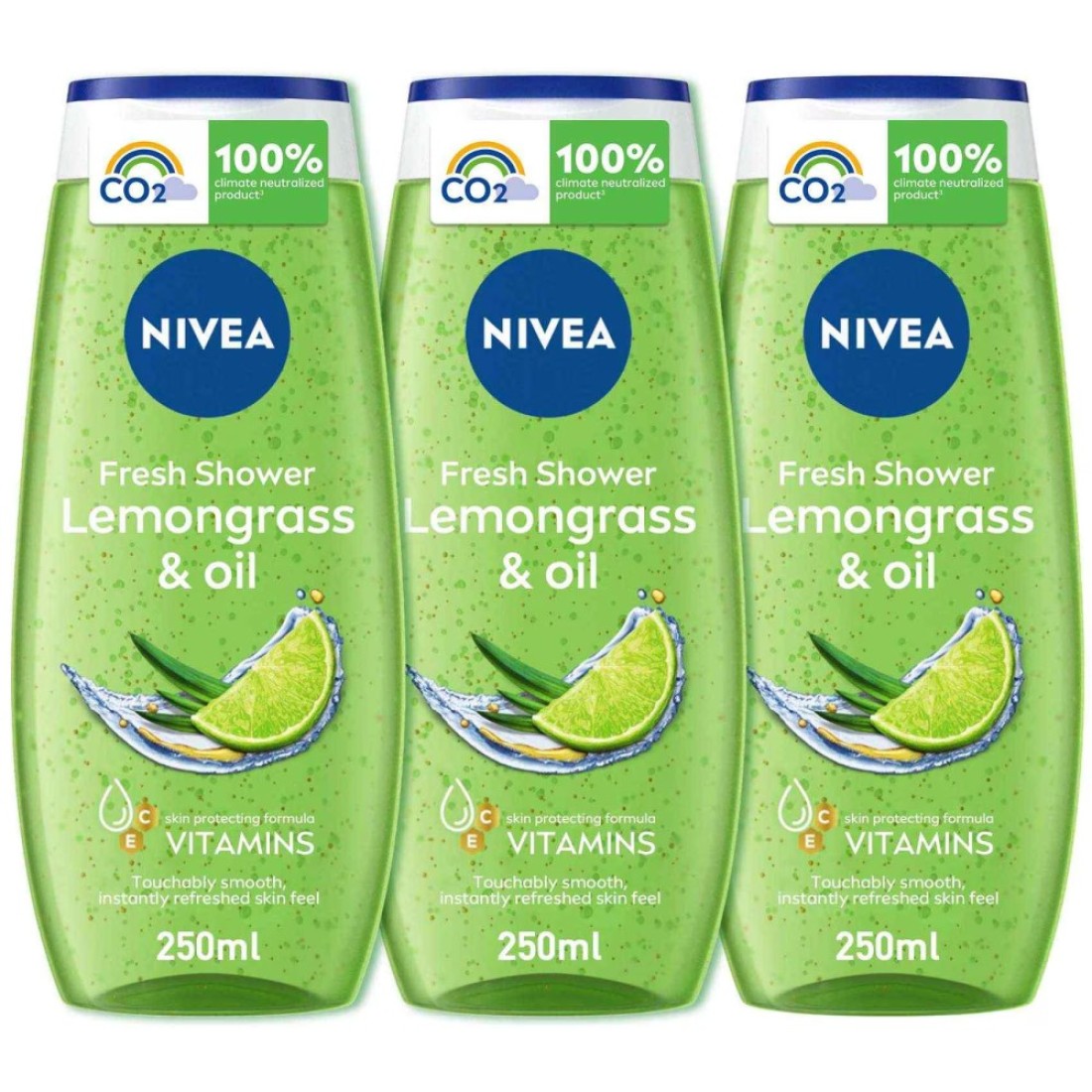 NIVEA Shower Gel Body Wash Lemongrass &amp; Oil 250ml Pack of 3