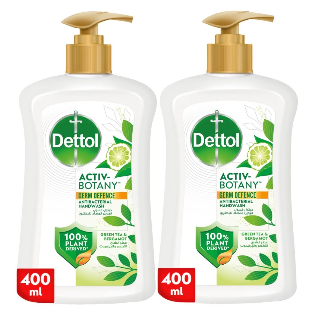 Dettol Activ-Botany Antibacterial Liquid Handwash Green Tea and Bergamot 400ml Pack of 2