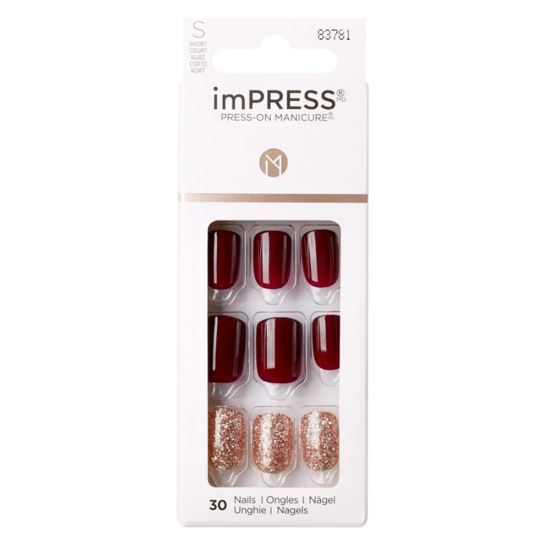 Kiss Impress Press-On Manicure False Nails 83781 Short No Other 30 PCS