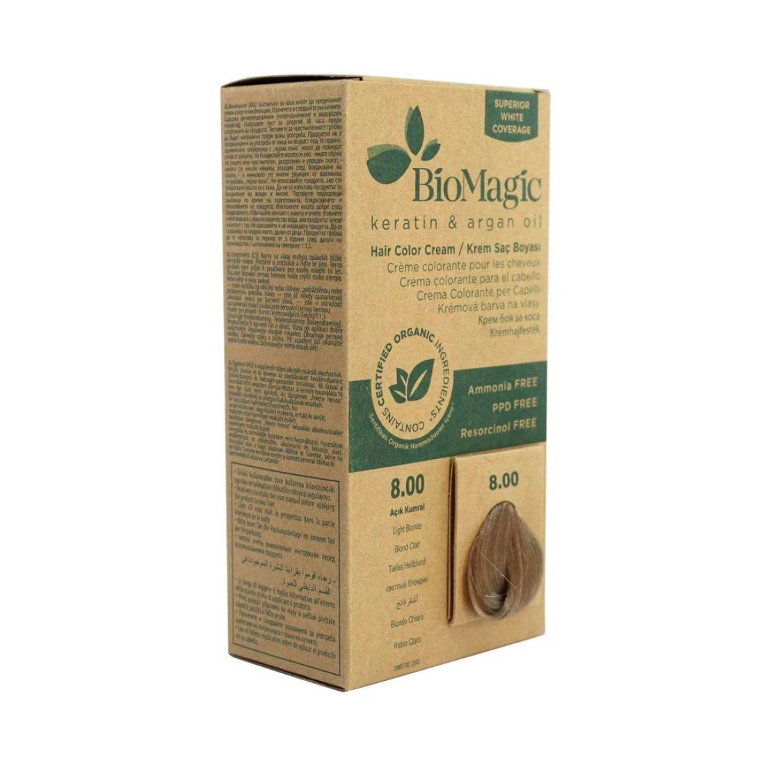 Biomagic Keratin And Argan Oil Hair Colour 8.00 Light Blonde 60ml
