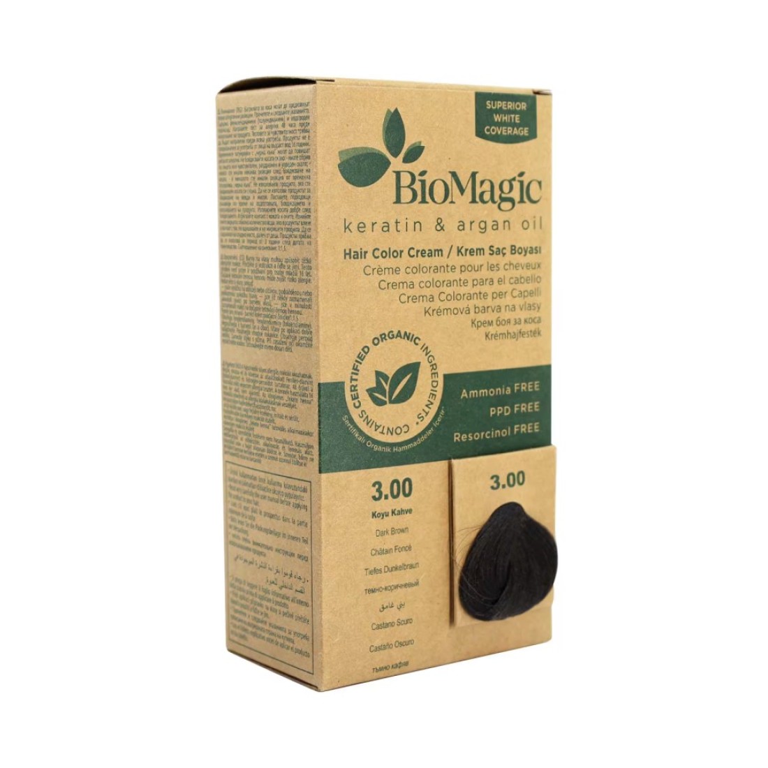 Biomagic Keratin And Argan Oil Hair Colour Cream 3.00 Dark Brown 60ml