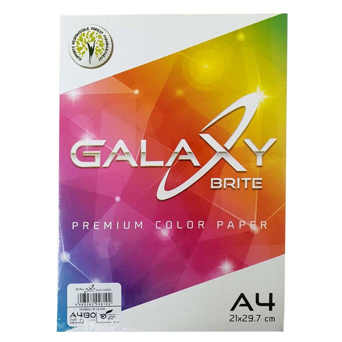 Galaxy Brite A4 Premium Color Copy Paper Multicolour 21x29.7cm 250 PCS