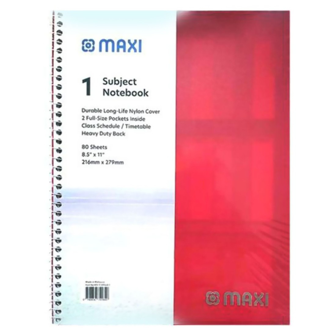 Maxi Spiral 1 Subject Notebook 80 Sheets Multicolour 11x8.5inch