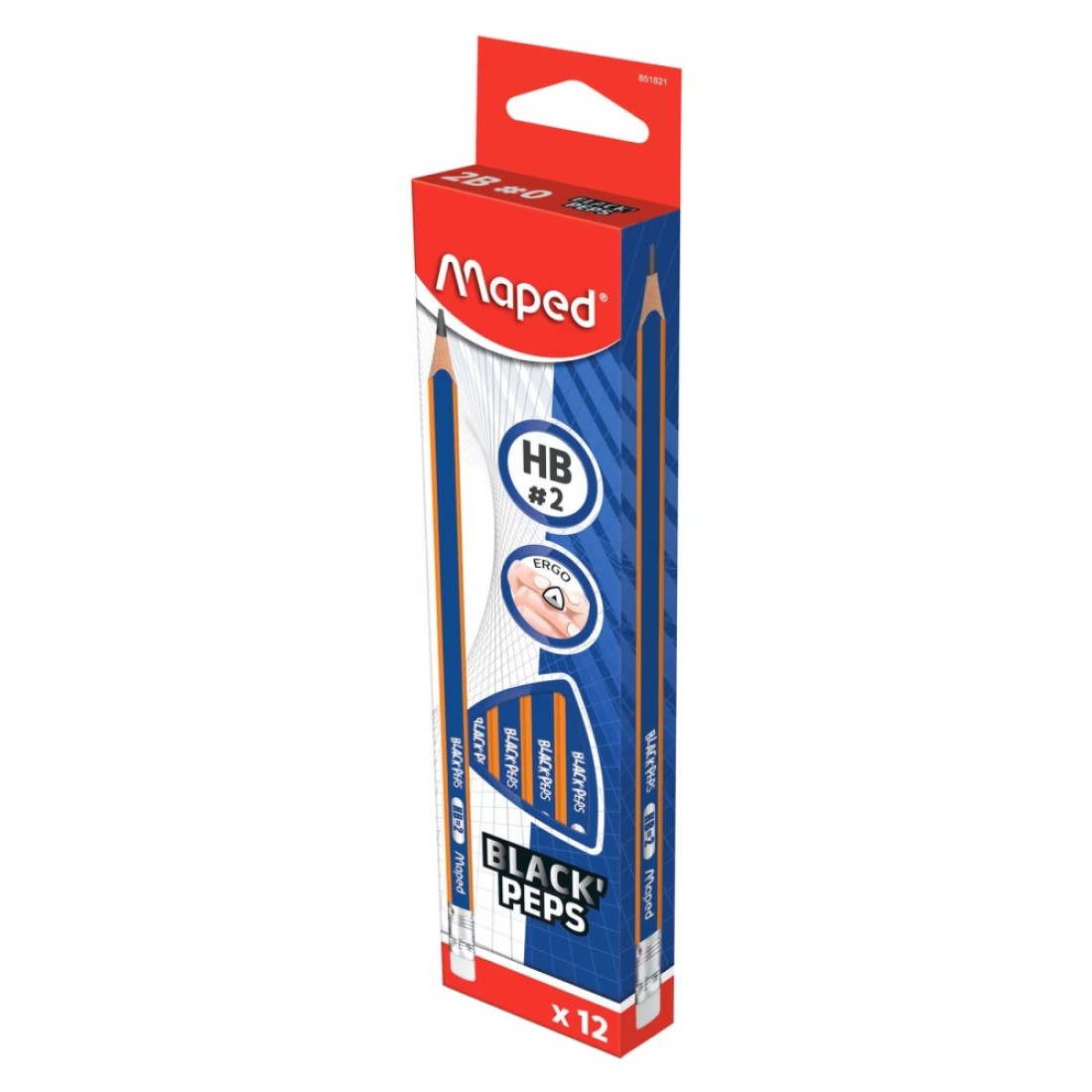 Maped Black&#39;Peps HB Pencil with Eraser Box 6 PCS