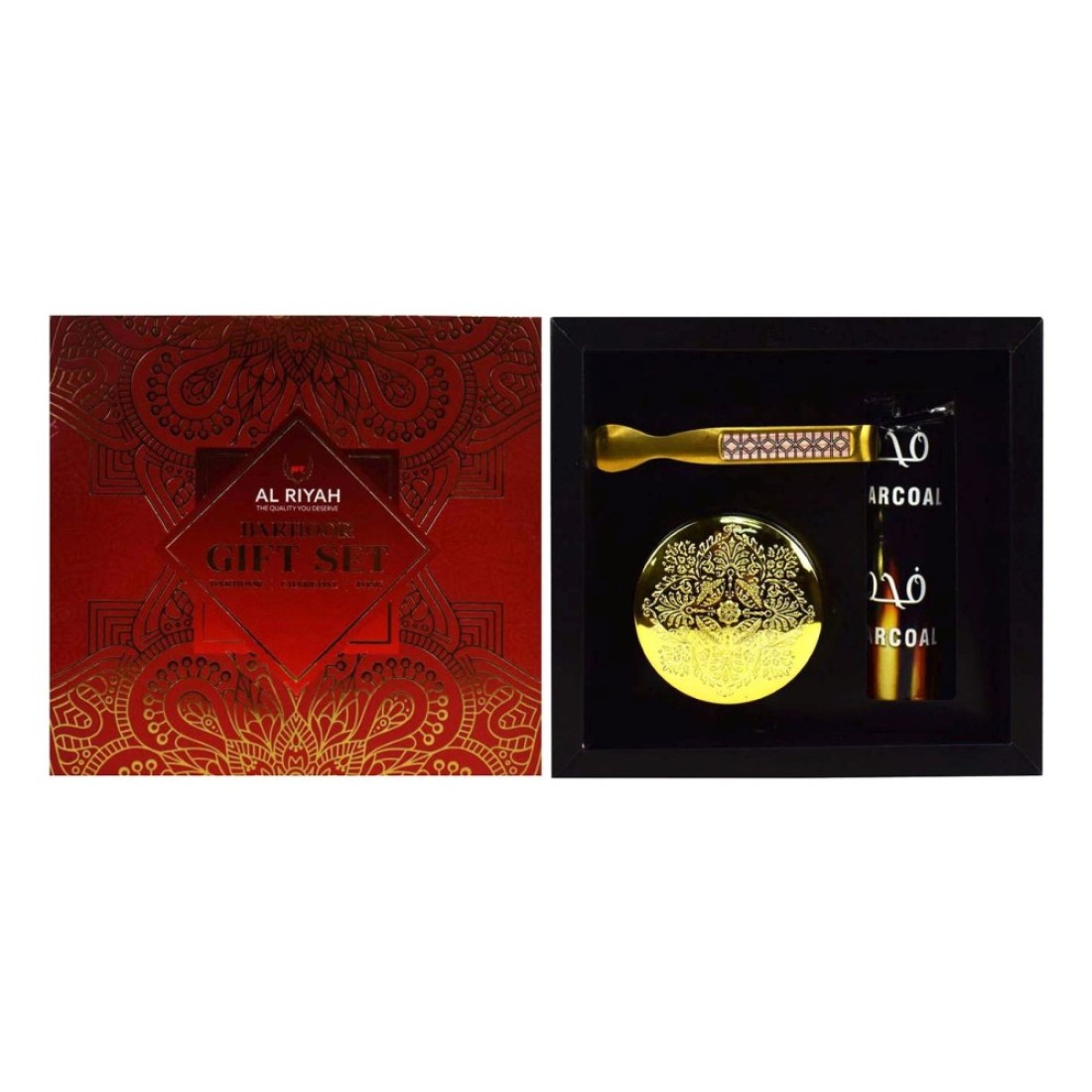 Al Riyah Bakhoor And Charcoal Gift Set BR1024 Multicolour 3 PCS
