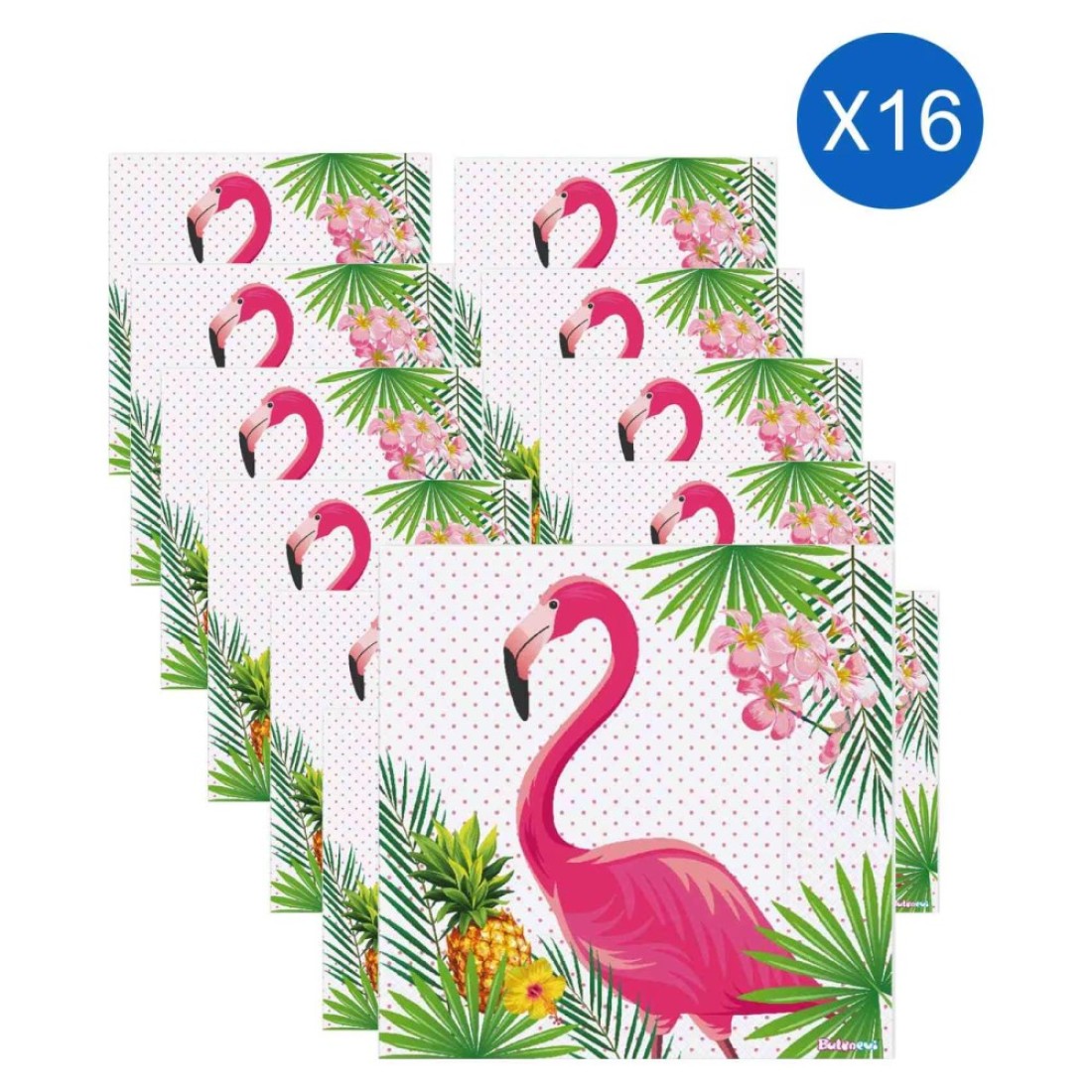 Flamingo Printed Napkins 33x33cm 16 PCS