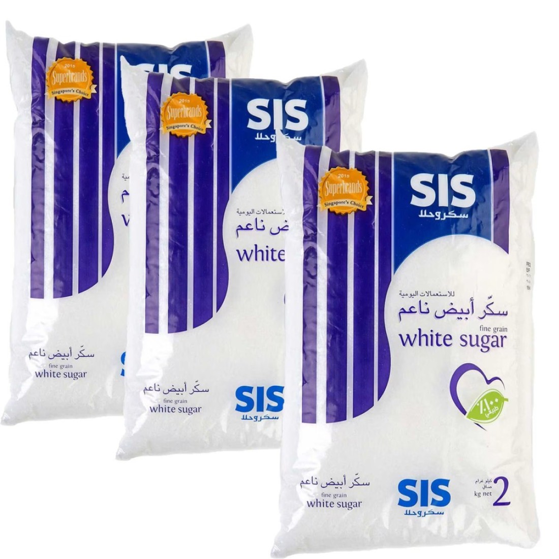 سيس سكر أبيض بحبوب ناعمة 2 كغ حزمة من 3