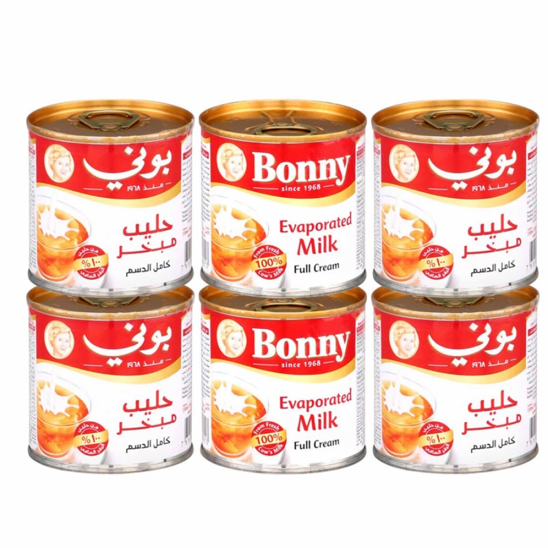 بوني علبة حليب مبخر170 غرام حزمة من 8