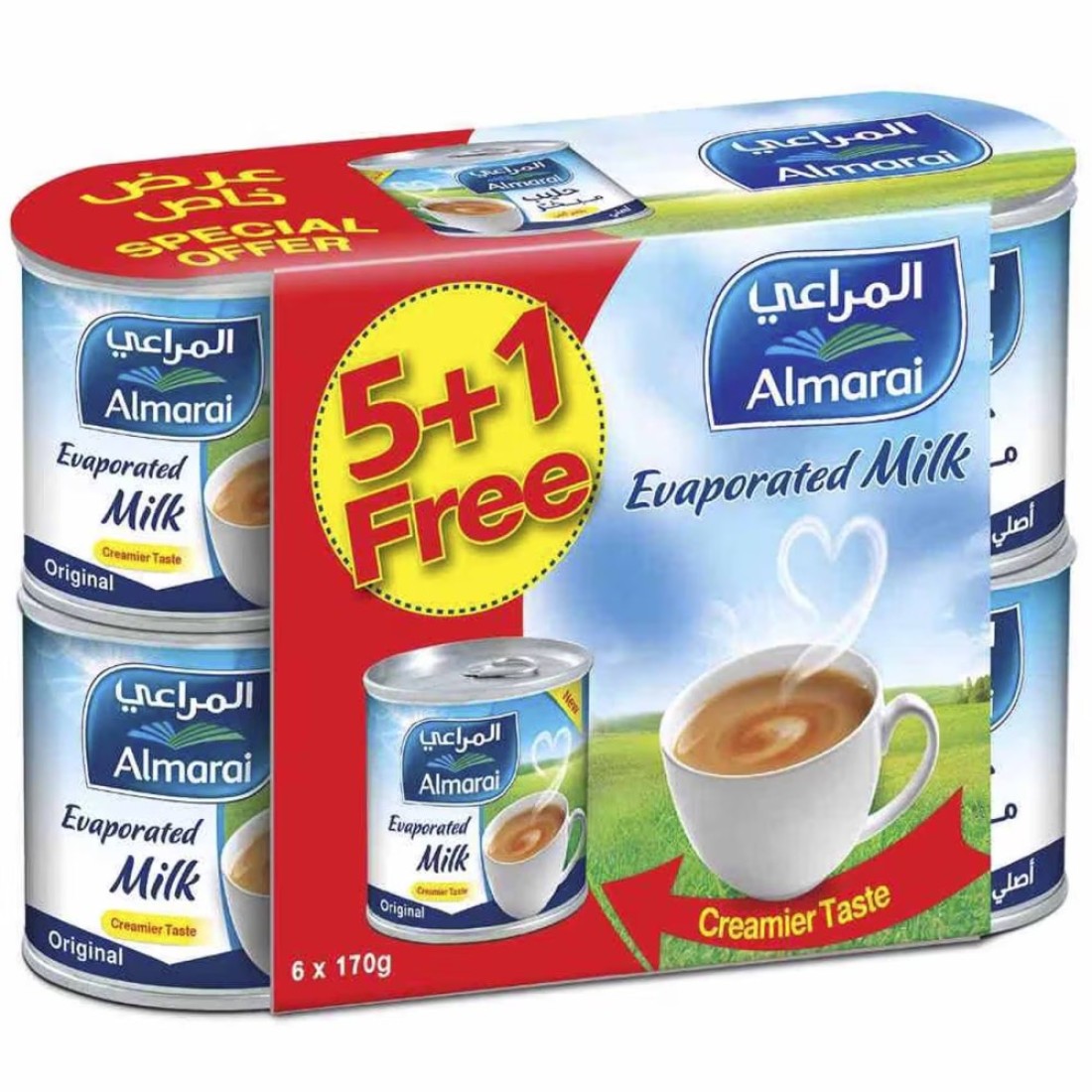المراعي حليب مبخر 170 غرام 6 قطع