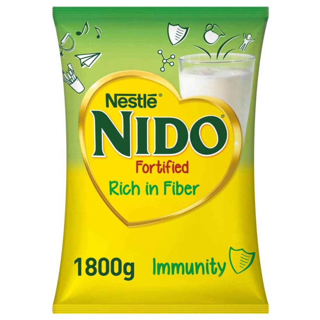 Nestle Nido Fortified Milk Powder Rich In Fiber Pouch 1800g