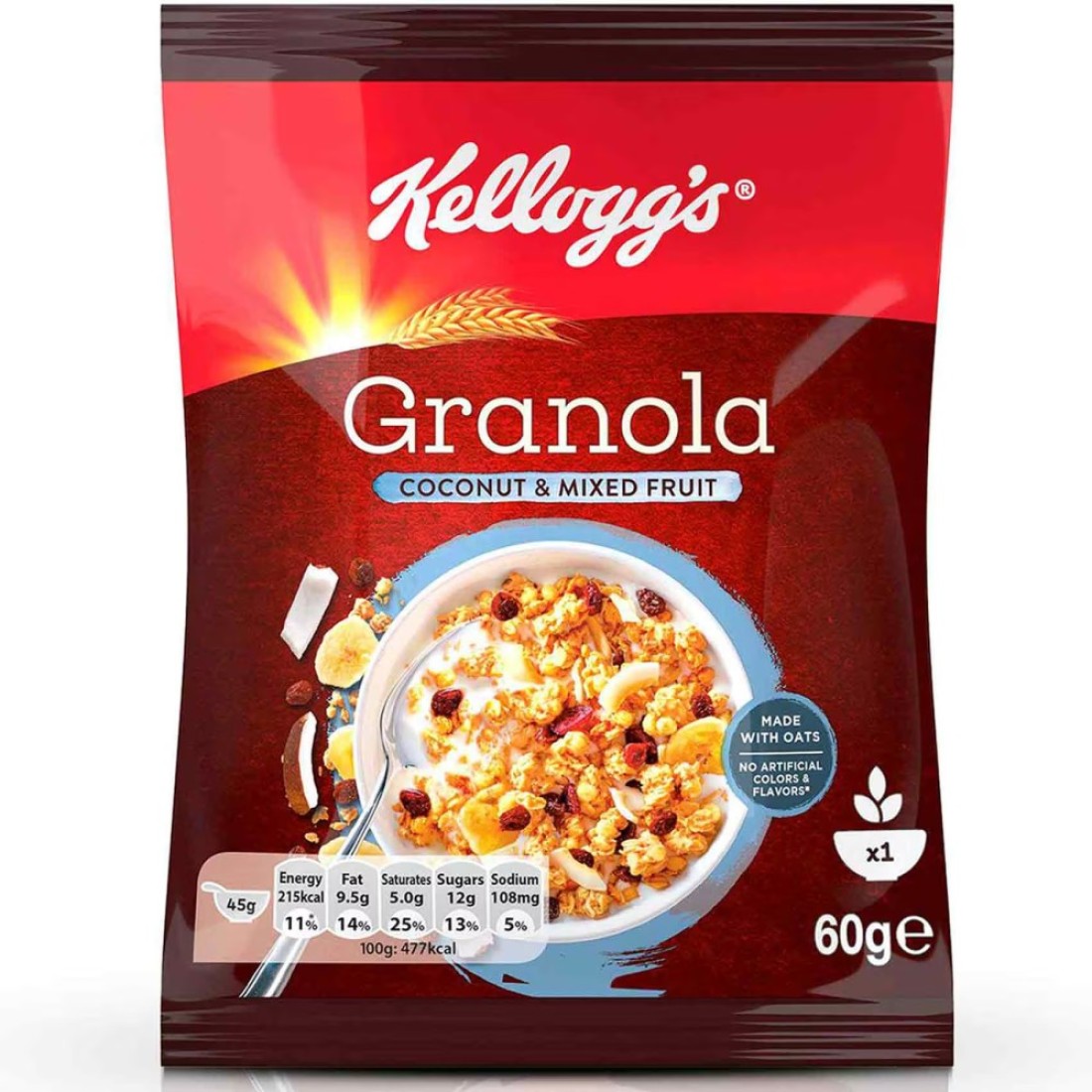 Kellogg&#39;s Mixed Fruit with Coconut Granola, 60g