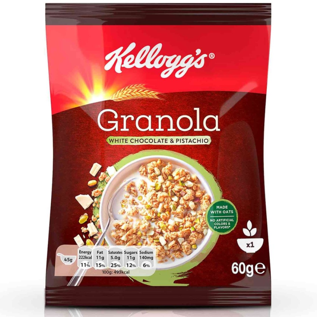Kellogg&#39;s White Chocolate with Pistachio Granola , 60g