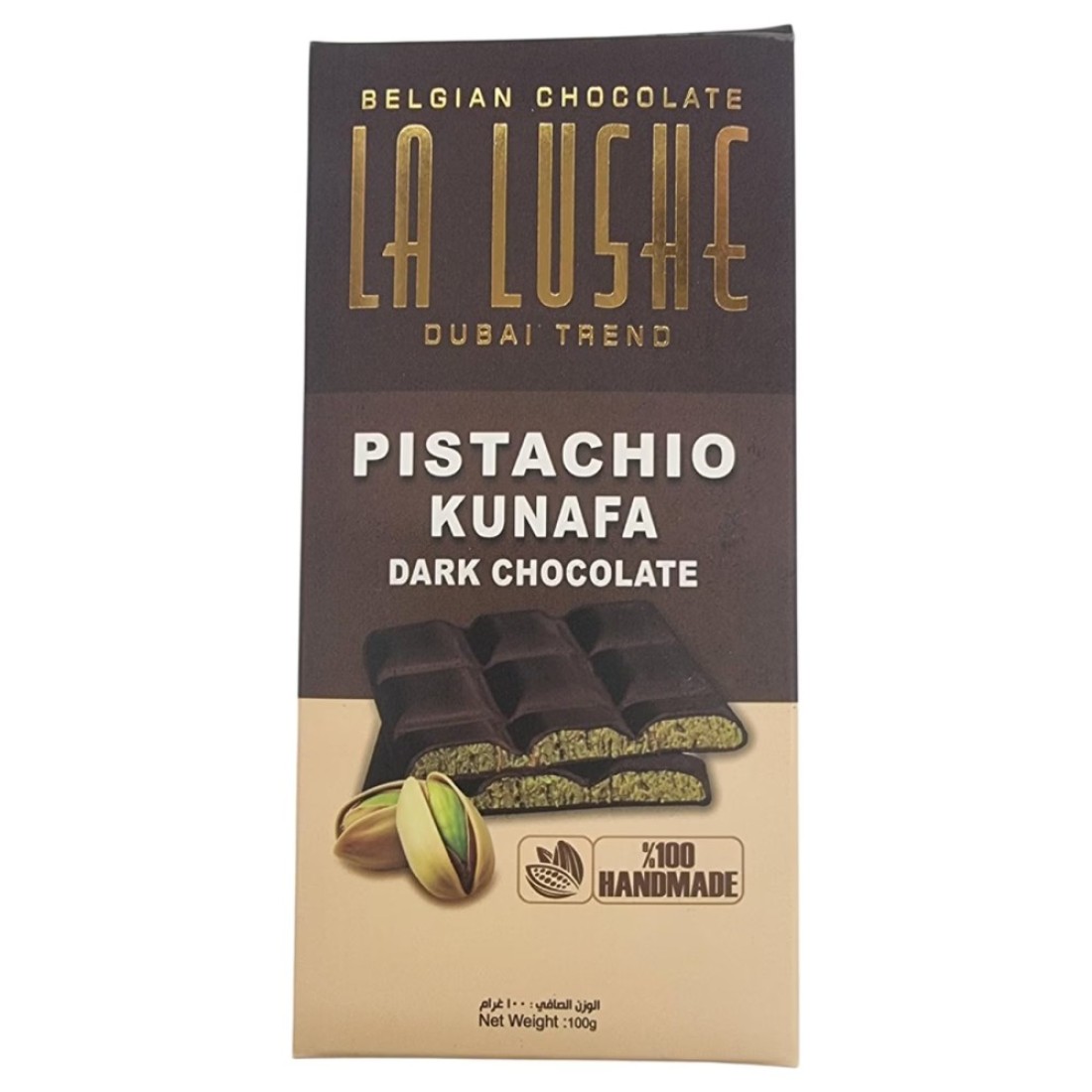 La Lushe Pistachio Kunafa Dark Chocolate 100g