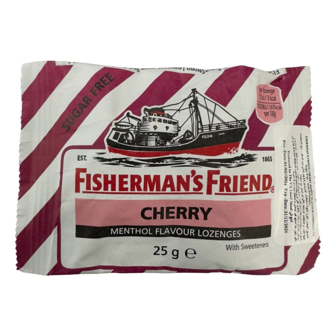 Fisherman&#39;s Friend Menthol Flavour Lozenges with Sweetener Cherry 25g