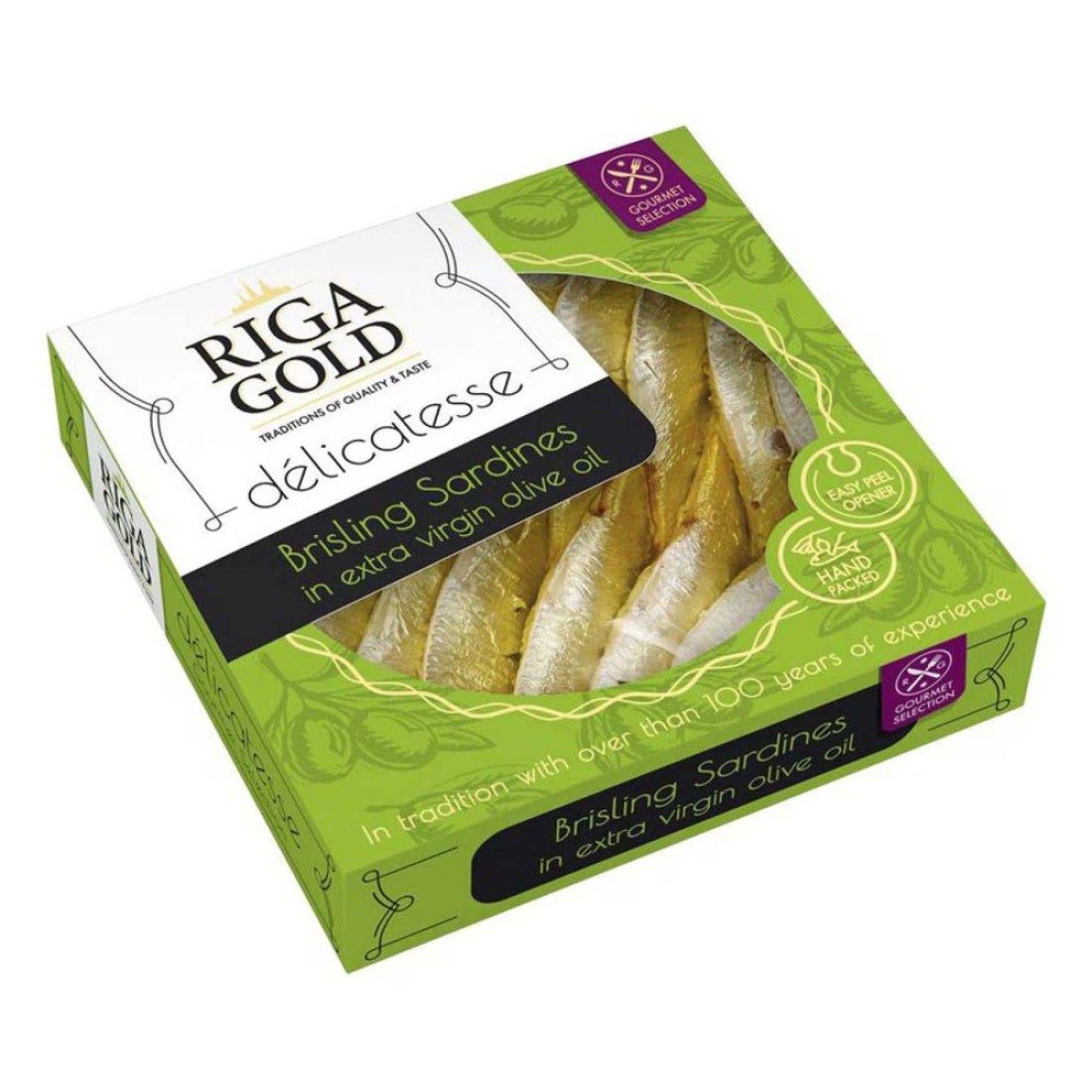 Riga Gold Delicatesse Brisling Sardines In Extra Virgin Olive Oil 120g