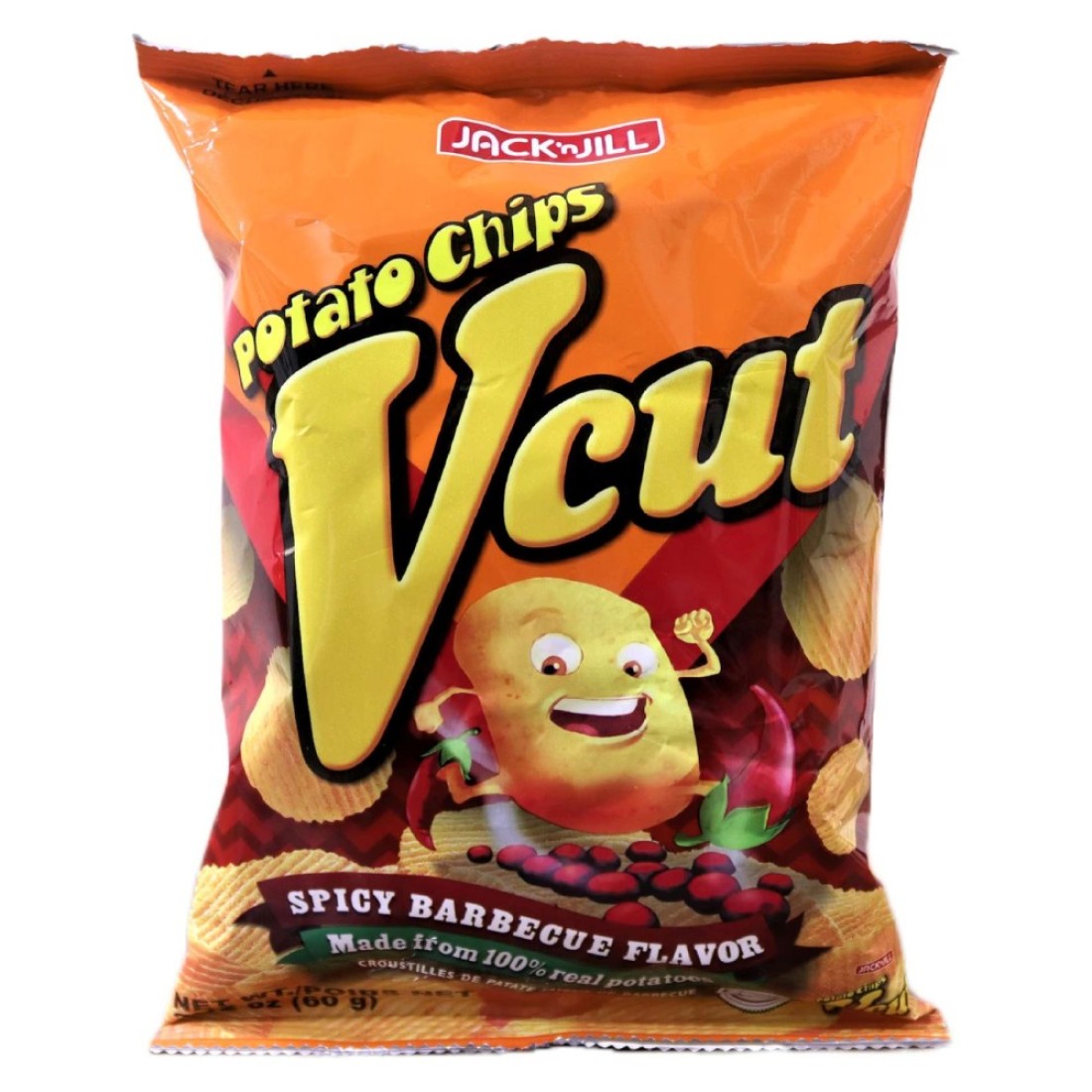 Jack&#39;n Jill V Cut Spicy Barbecue Potato Chips, 60g
