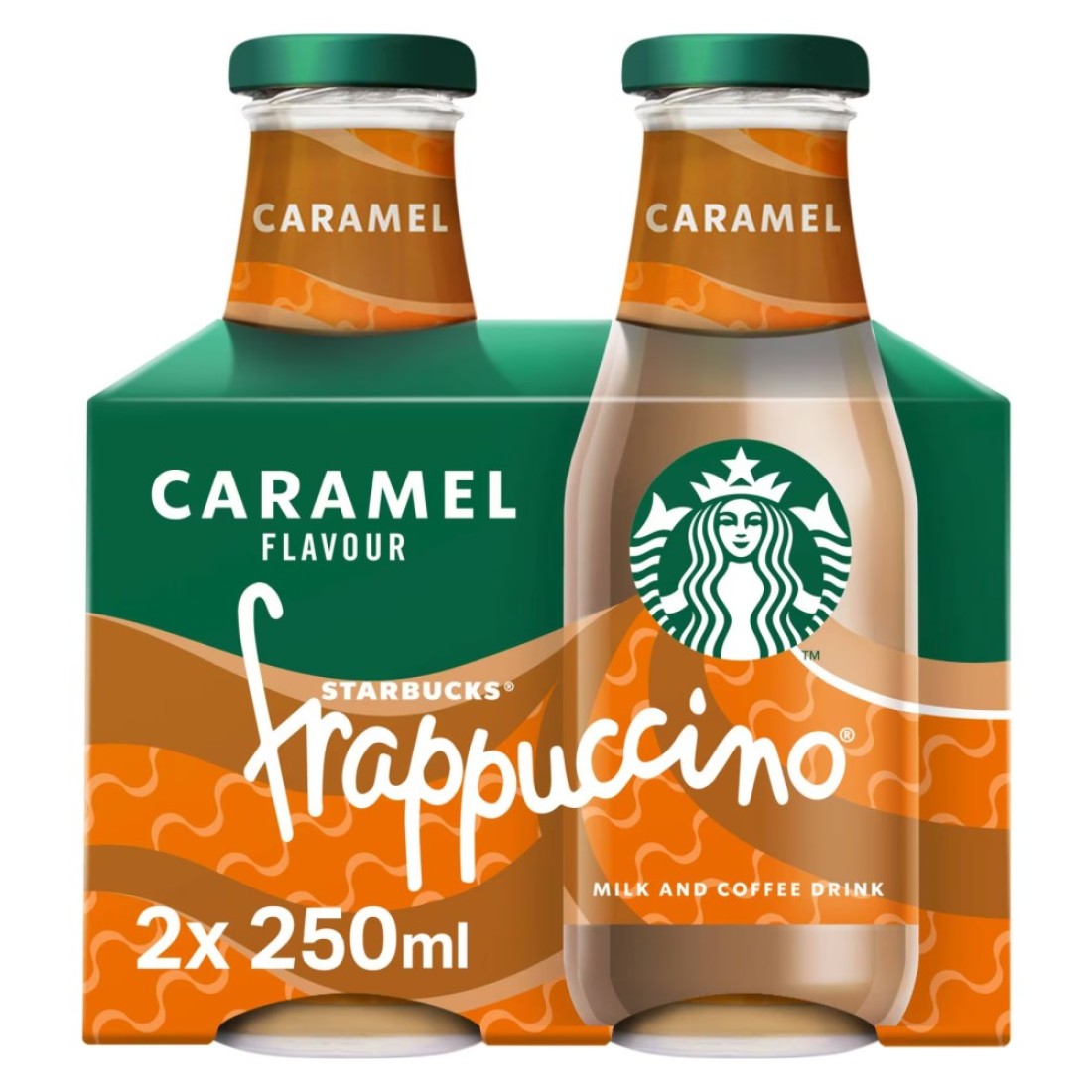 Starbucks Frappuccino Caramel Coffee Drink, 250ml Pack of 2