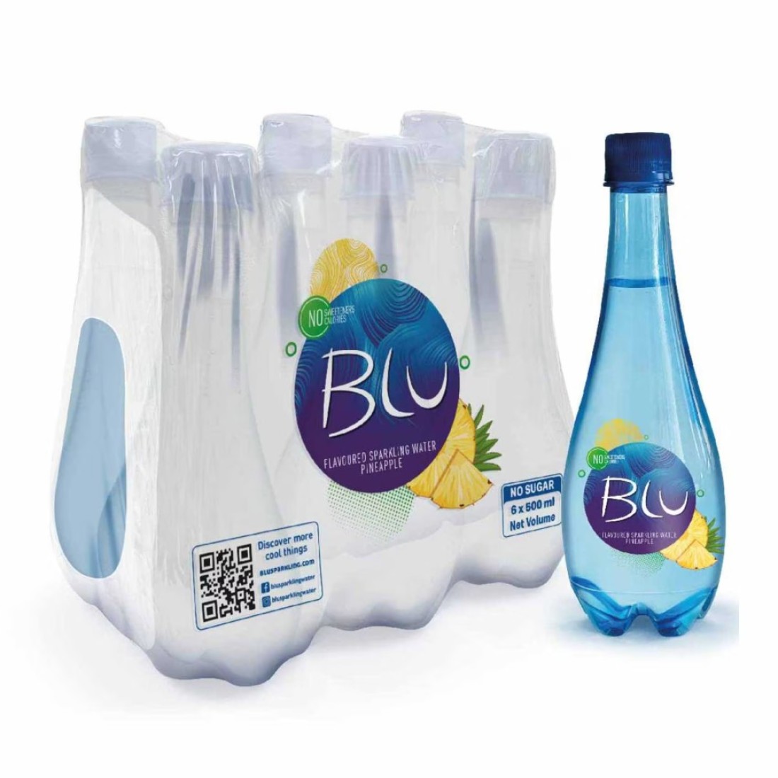 Oasis Blu No-Sugar Pineapple Flavoured Sparkling Water 500ml Pack of 6