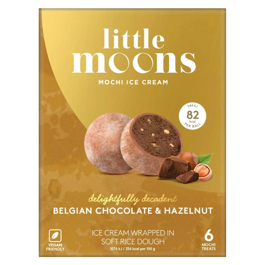 Little Moons Belgian Chocolate And Hazelnut Mochi Ice Cream 32g Pack of 6