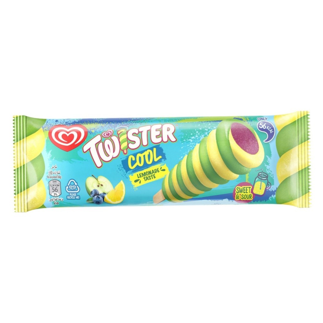 Wall&#39;s Max Twister Cool Sweet and Sour Lemonade Flavour Ice Cream Stick, 65ml