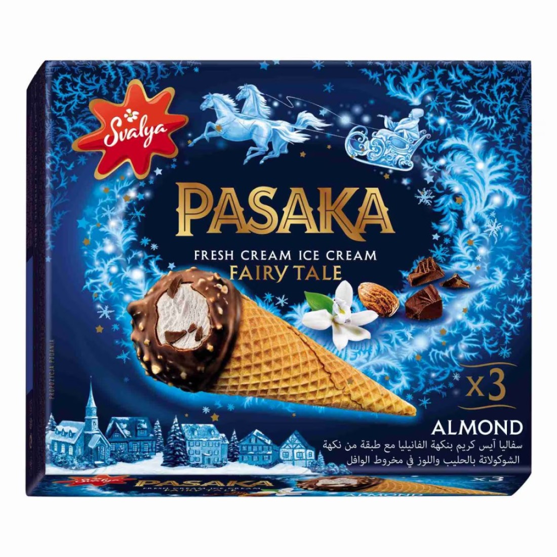 Svalya Pasaka Fairy Tale Vanilla Almonds Ice Cream Cone 150ml Pack of 3
