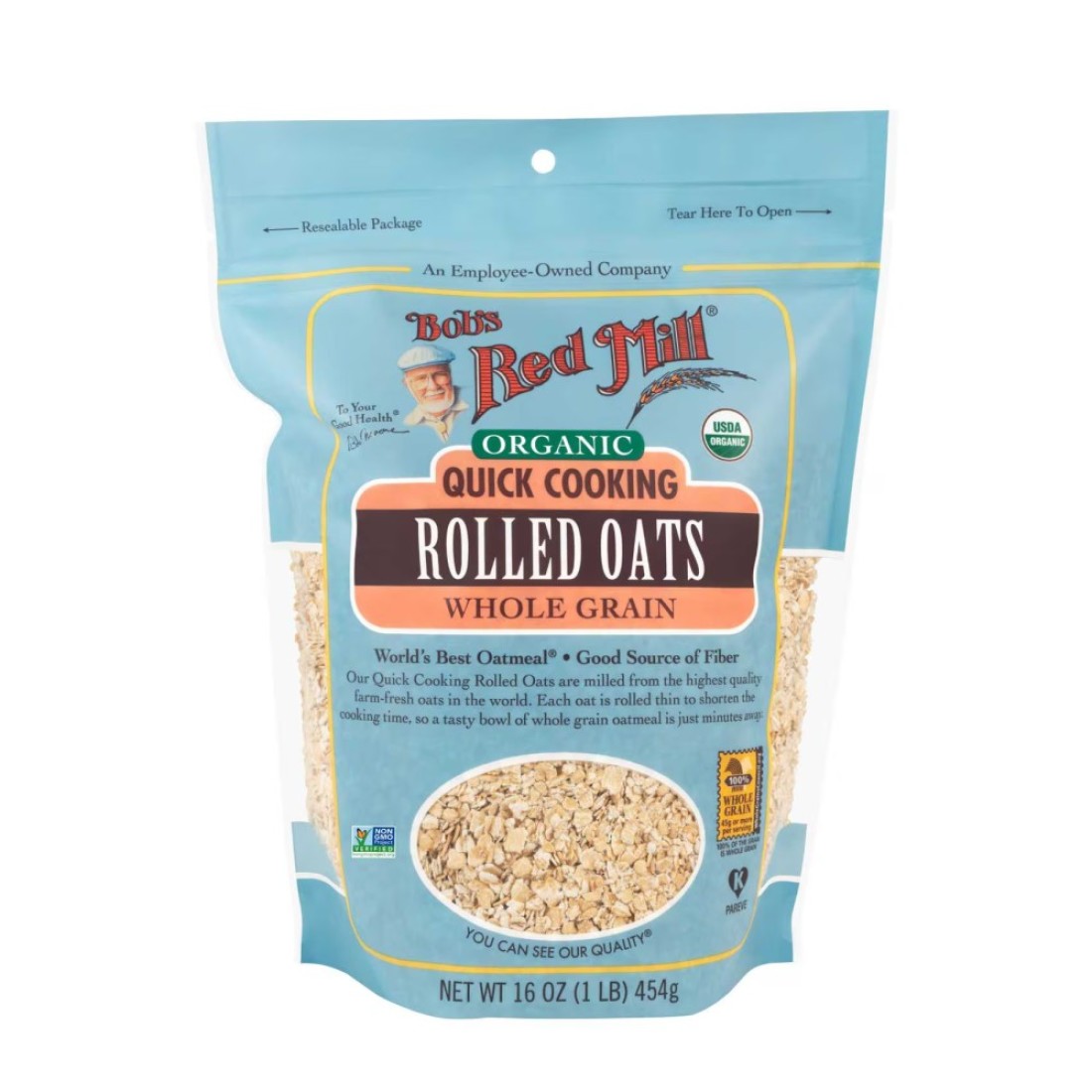 Bob&#39;s Red Mill Non-GMO Organic Whole Grain Quick Cooking Rolled Oats, 454g