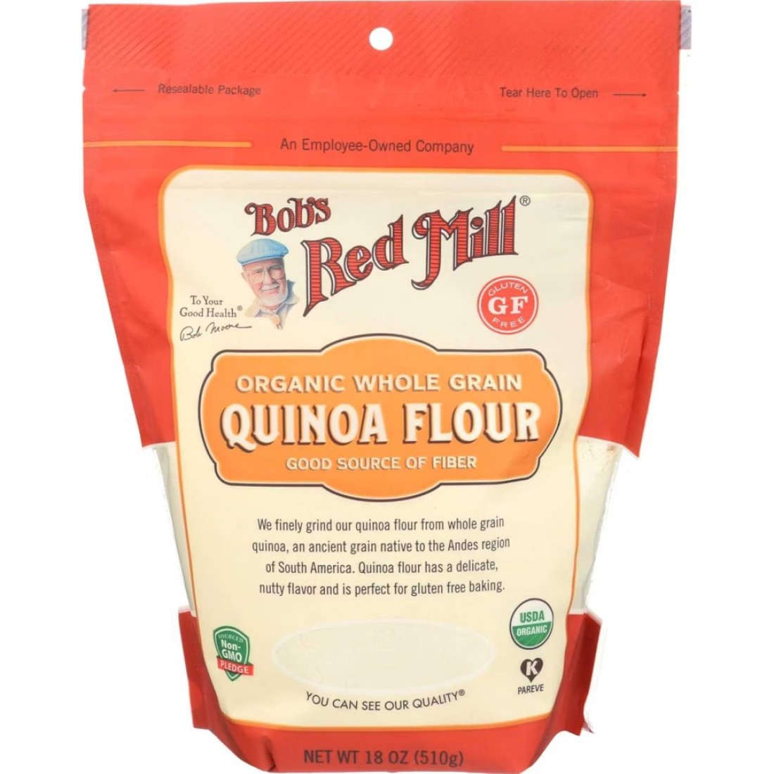 Bob&#39;s Red Mill Gluten Free Organic Whole Grain Quinoa Flour, 510g