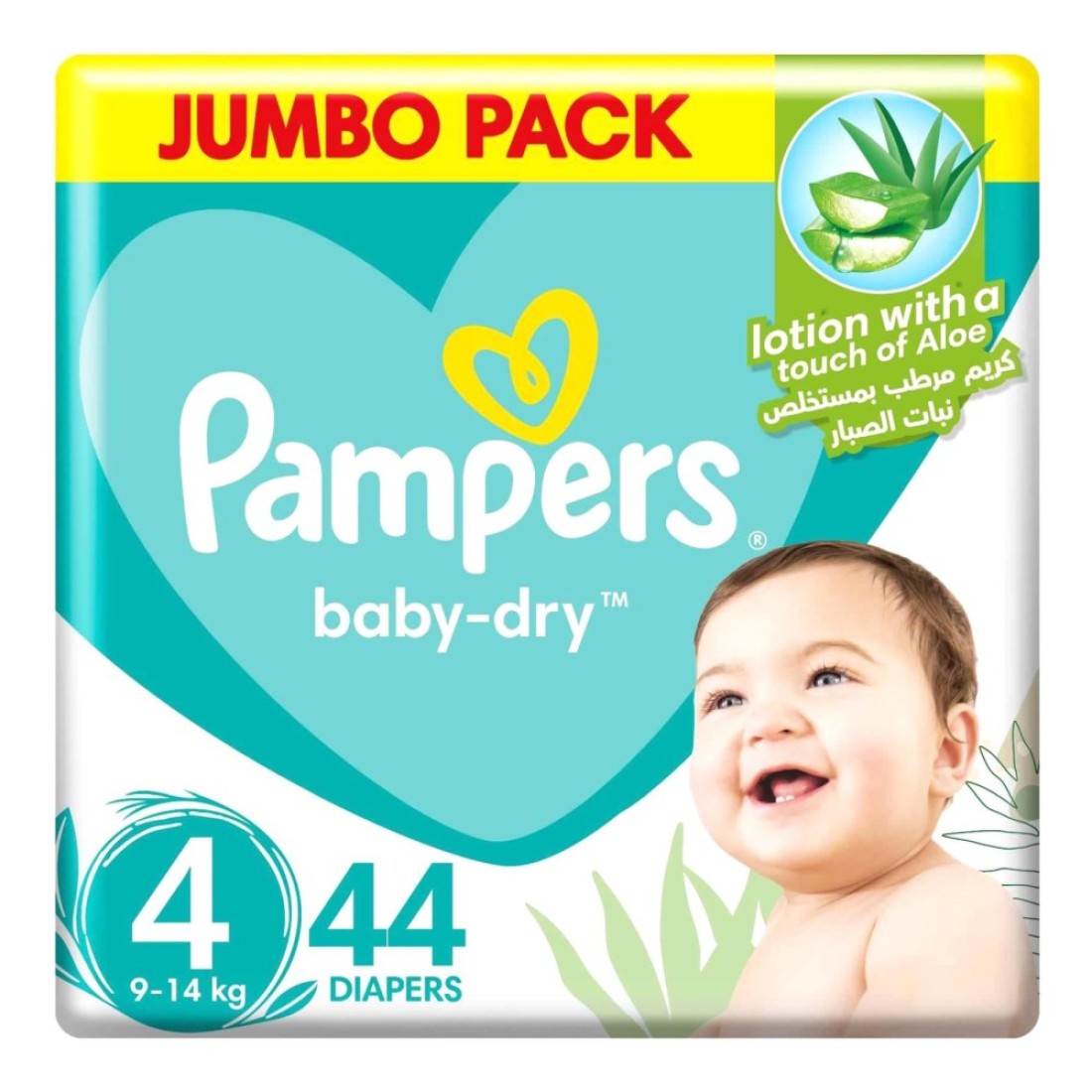 Pampers Baby-Dry Diapers with Aloe Vera Lotion and Size 4 (9-14kg) 44 Diapers