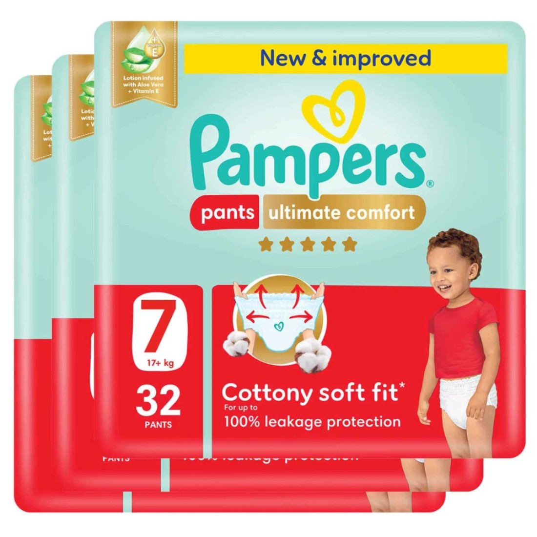Pampers Ultimate Comfort Diaper Pants Size 7 17kg+ Mega Pack 32 Pants Pack of 3