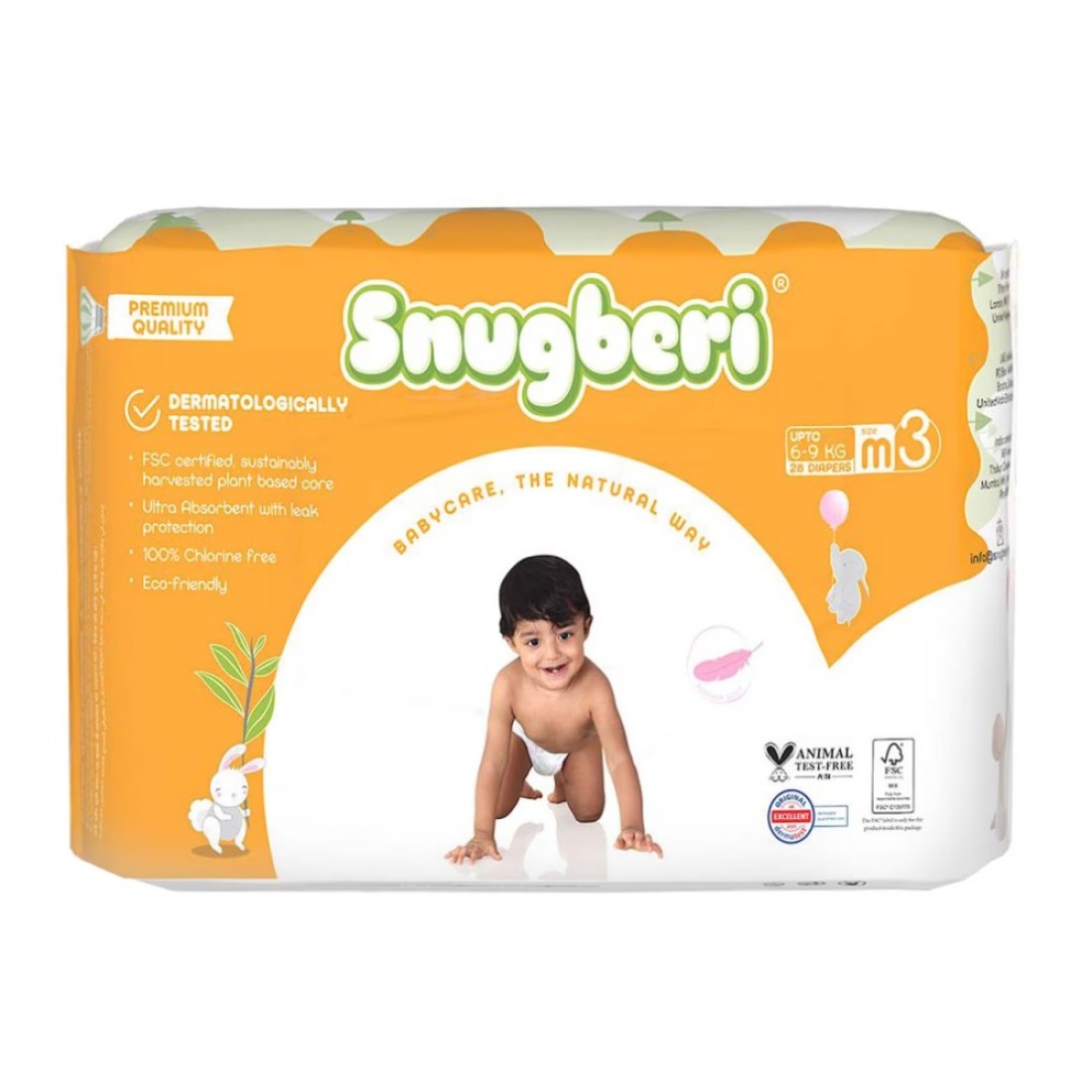 Snugberi Diapers Medium Size 3 Up to 6-9kg 28 Diapers