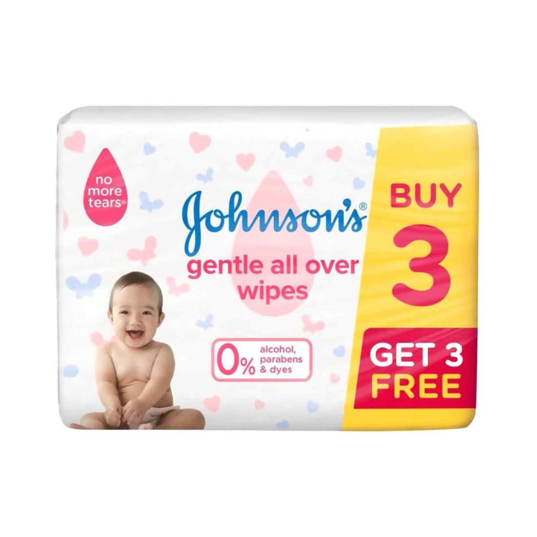 Johnson&#39;s Gentle All Over Baby Wipes White 72 Wipes Pack of 6