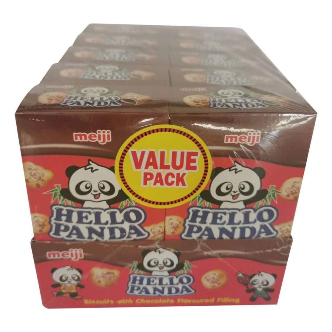 Meiji Hello Panda Biscuits With Chocolate Flavoured Filling 25g Value Pack of 10