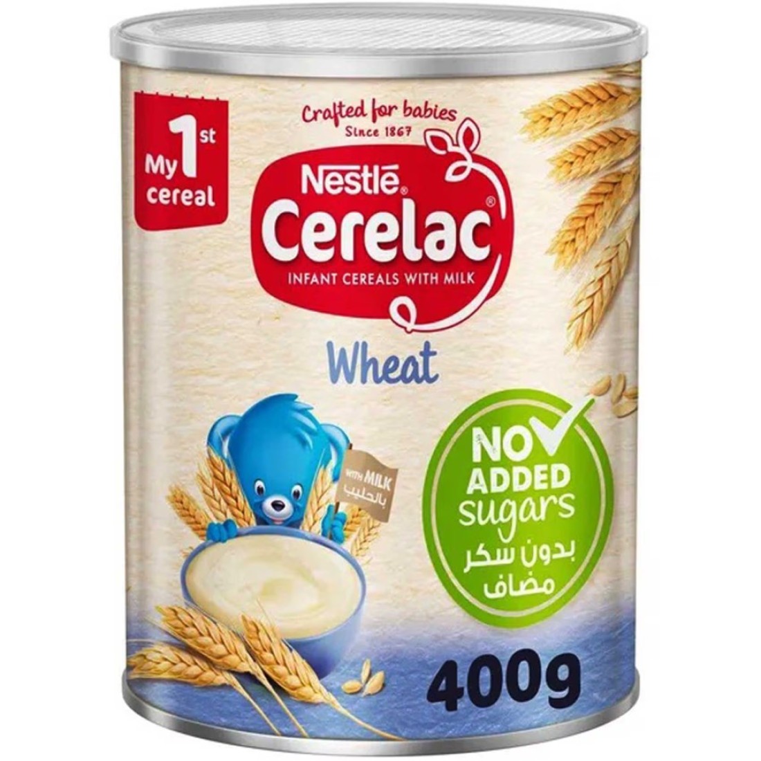 Nestle Cerelac No Added Sugar Wheat Infant Cereals with Milk Tin, from 6 Months, 400g