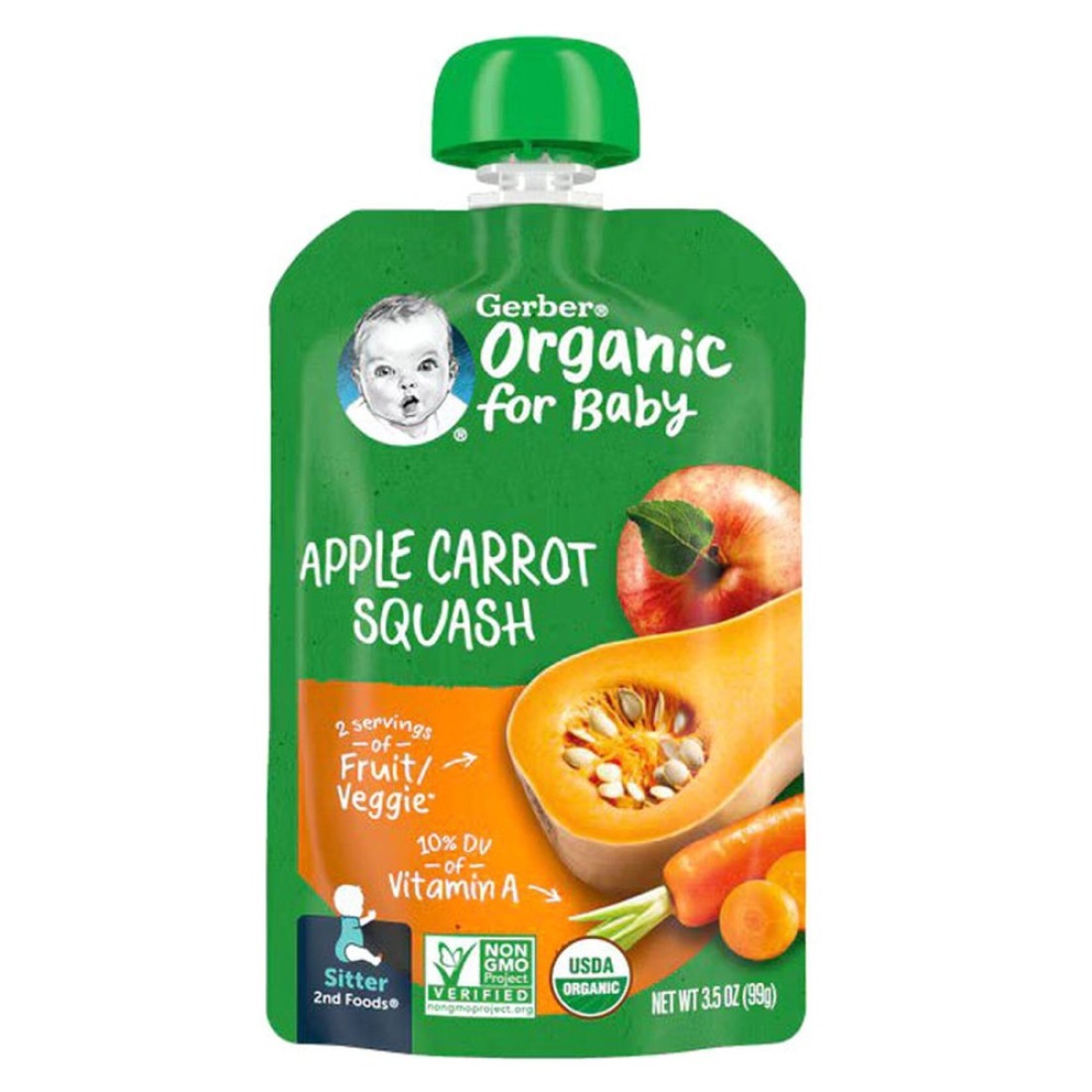 Gerber Organic Apple Carrot Squash for Baby, 99g
