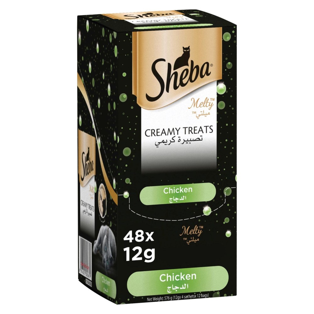 Sheba Cat Food Melty Chicken Flavor Creamy Treats, 12g Pouches (Pack of 48)